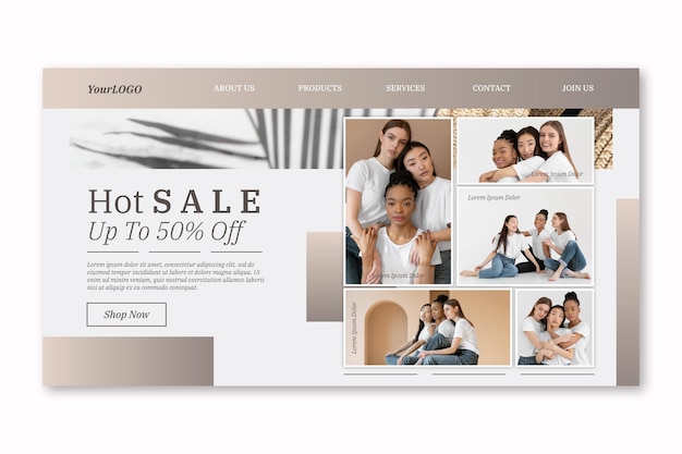 Gradient sale landing page with photo