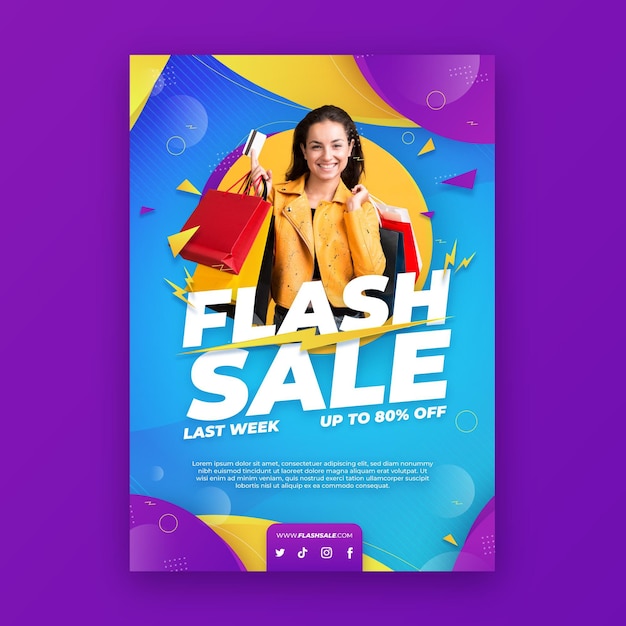 Free vector gradient sale poster with photo