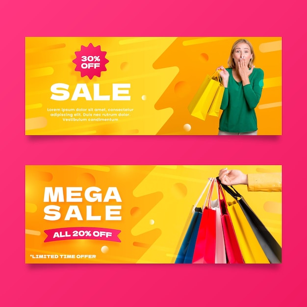 Gradient sales banners with discount