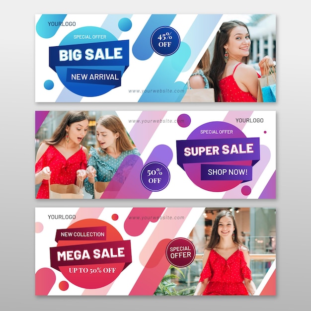 Gradient sales banners with photo