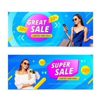 Gradient sales banners with photo