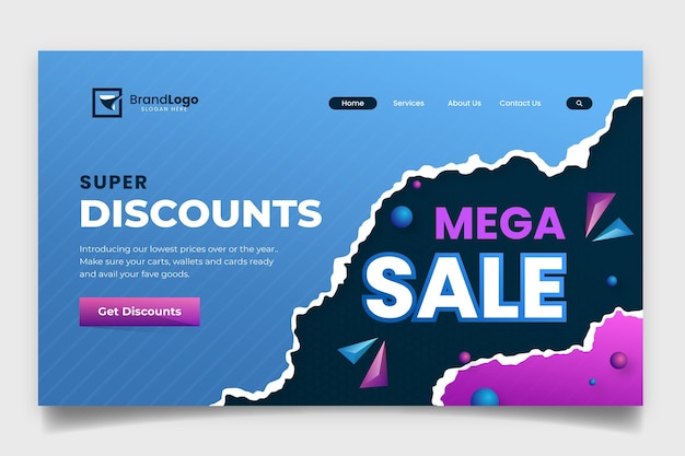 Gradient sales landing page template