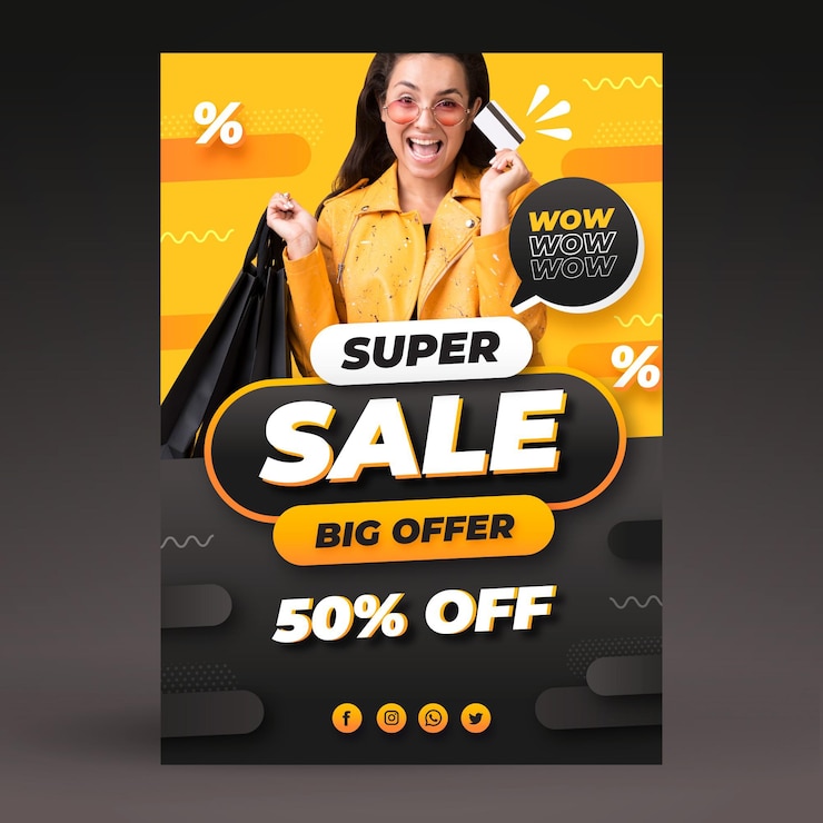 Free Vector gradient sales poster template with photo