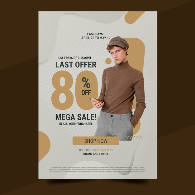 Gradient sales vertical poster template with photo