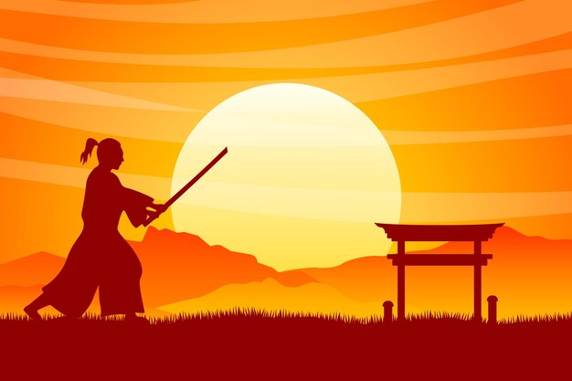 Gradient samurai silhouette background