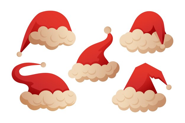 Free vector gradient santa's hat collection