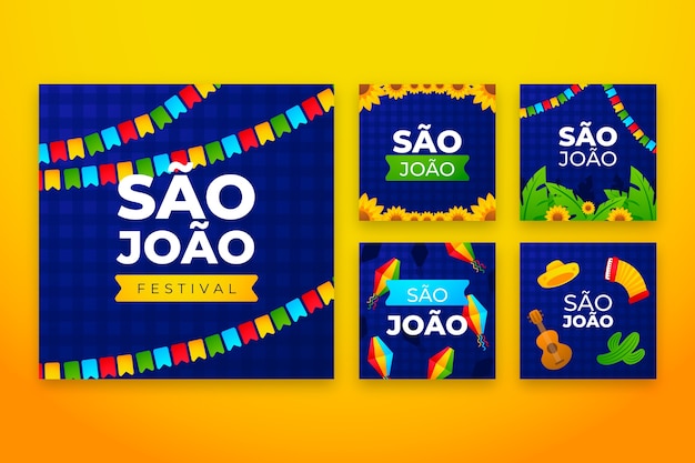 Free vector gradient sao joao instagram posts collection