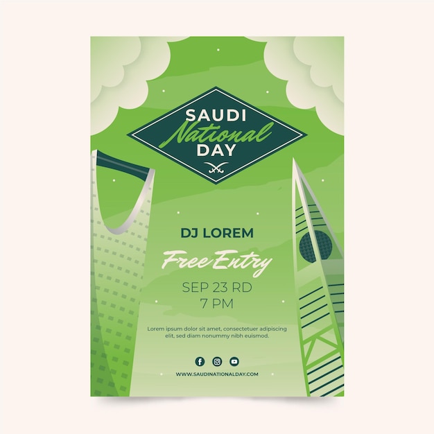 Gradient saudi national day vertical poster template