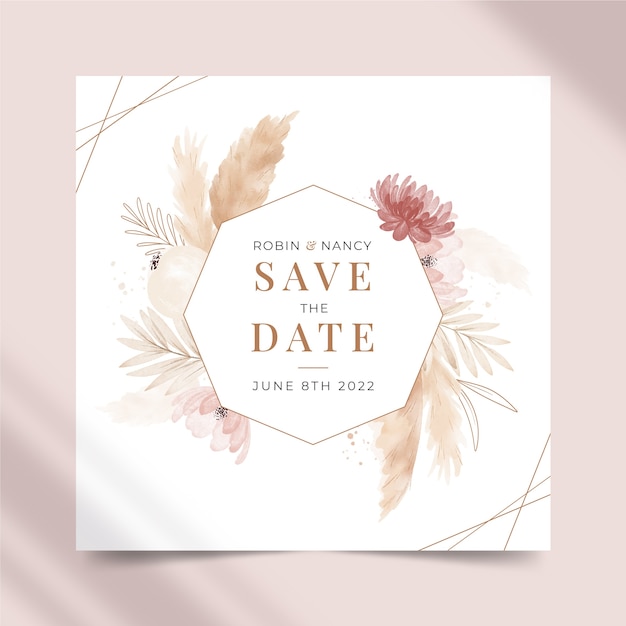 Free vector gradient save the day wedding invitation