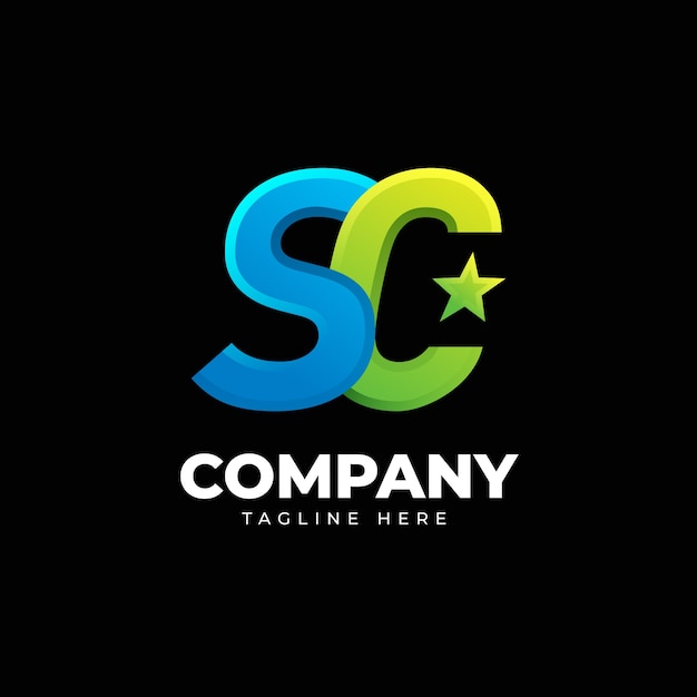 Gradient sc or cs logo template