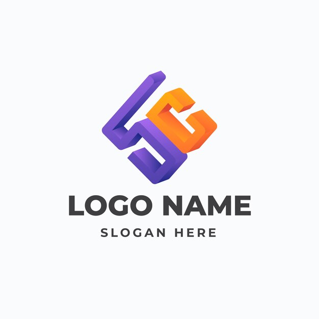 Градиентный шаблон логотипа sc или cs