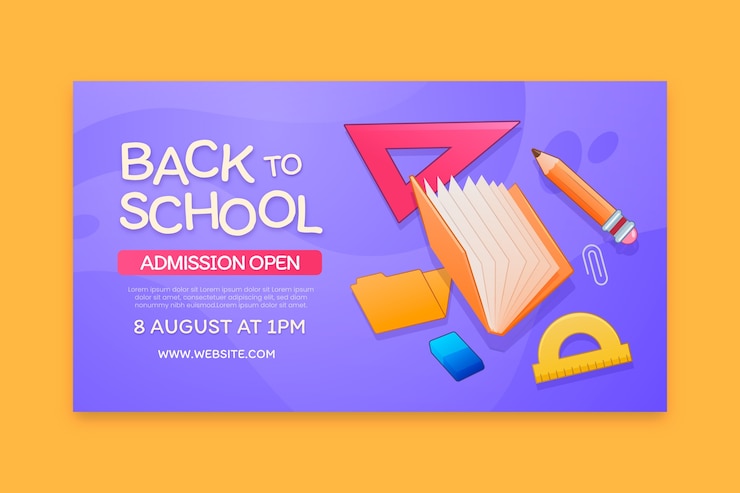 Free Vector gradient school admission horizontal banner