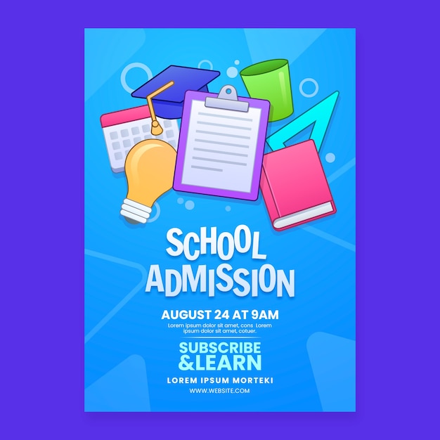 Free vector gradient school admission poster