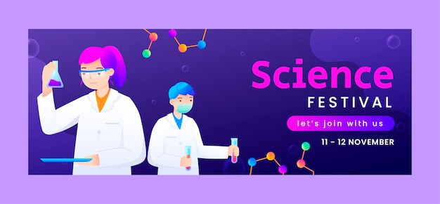 Free vector gradient science facebook cover