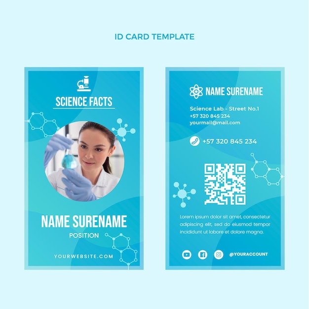 Free vector gradient science id card