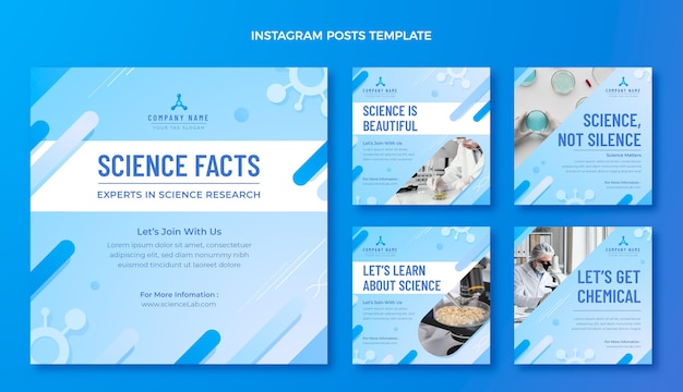 Free vector gradient science instagram posts