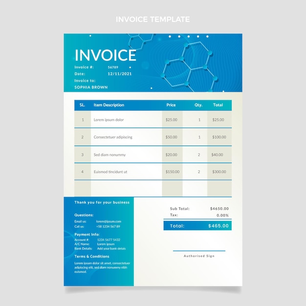 Gradient science invoice template