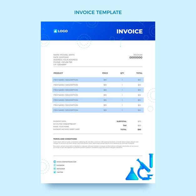 Gradient science invoice template