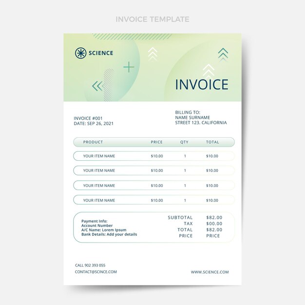 Gradient science invoice template