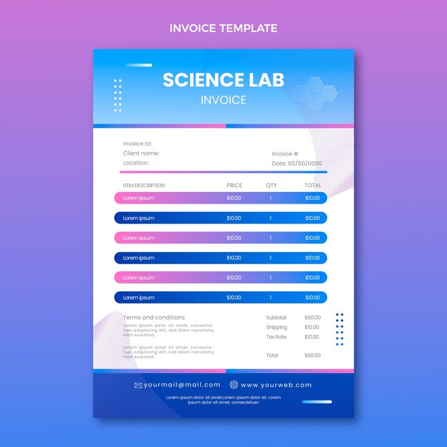 Gradient science invoice template