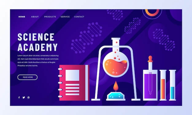 Free vector gradient science landing page design template