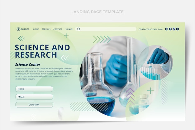 Free vector gradient science landing page template