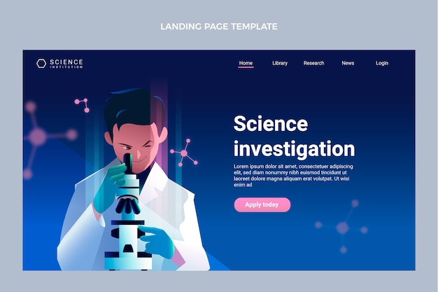 Free vector gradient science landing page template