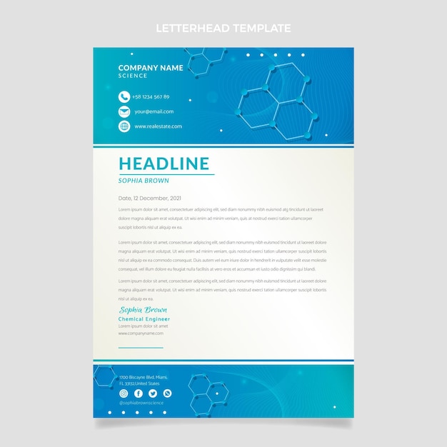 Free vector gradient science letterhead template