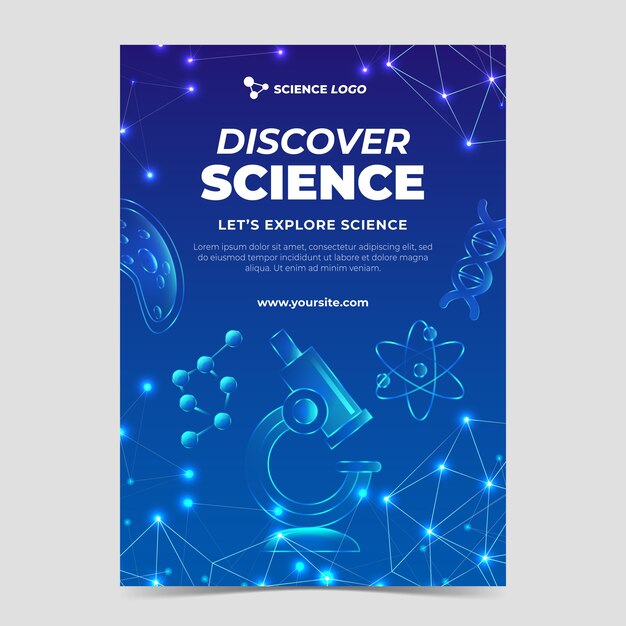 Шаблон плаката градиентной науки