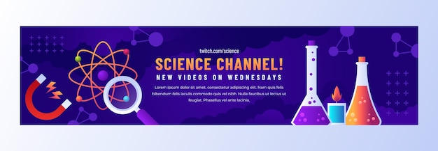 Free vector gradient science twitch banner  design template