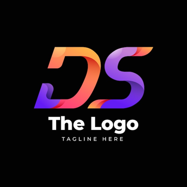 Gradient sd or ds logo template