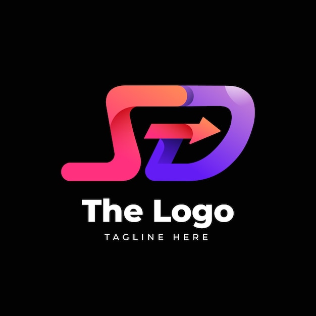 Gradient sd or ds logo template