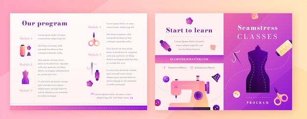 Free vector gradient seamstress brochure template