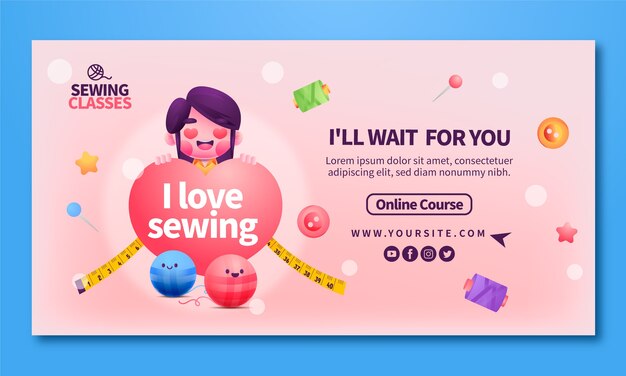 Free vector gradient seamstress social media promo template