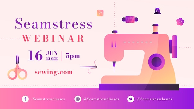 Free vector gradient seamstress webinar template