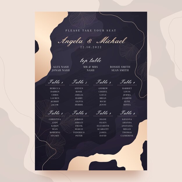wedding table seating plan template free download Free vector gradient seating plan design