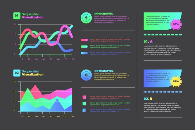 Gradient secuencial data visualization infographics