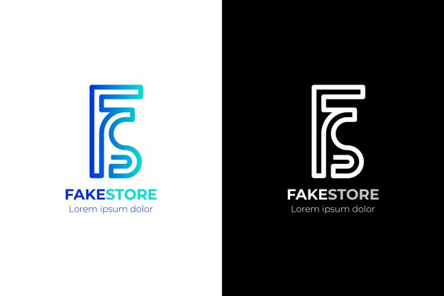 Gradient sf or fs logo template