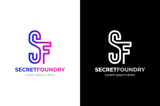 Шаблон логотипа градиент sf или fs