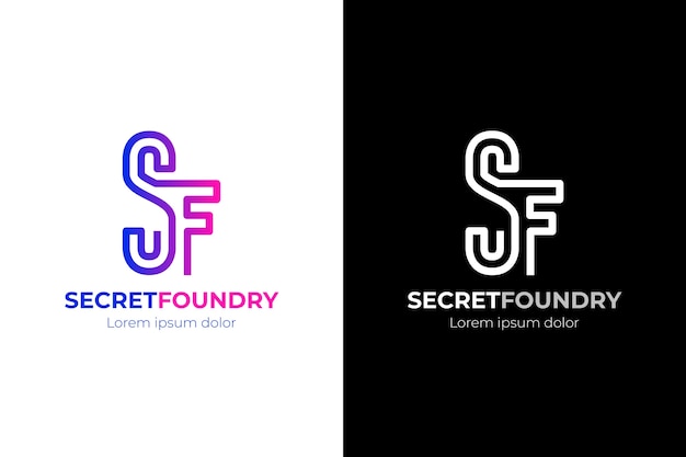 Gradient sf or fs logo template