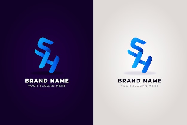 Free vector gradient sh logo design