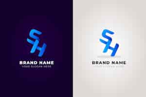 Vettore gratuito design del logo sh sfumato