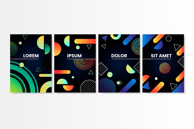 Gradient shapes covers on dark background design