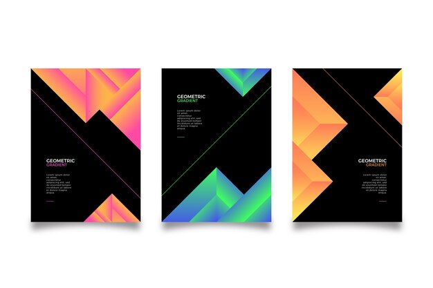 Gradient shapes covers on dark background