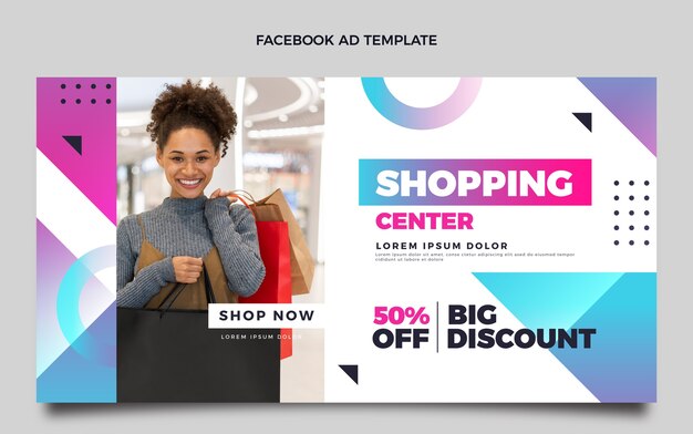 Gradient shopping center facebook template