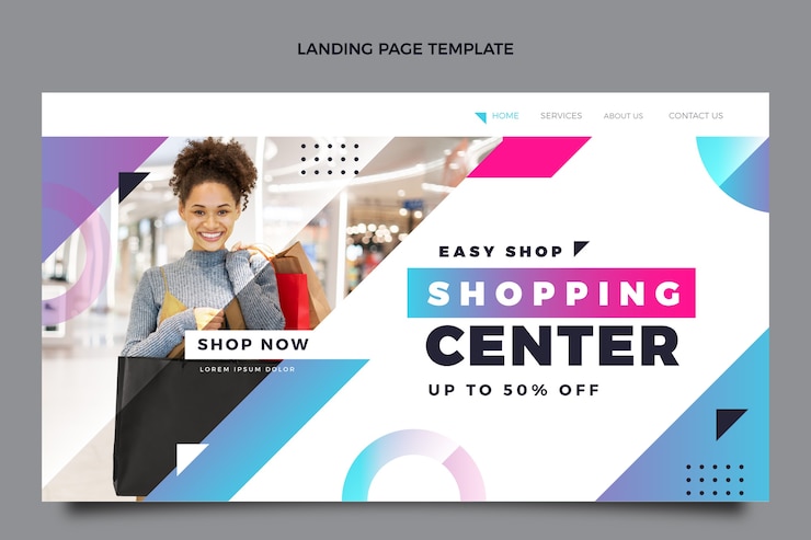 Free Vector gradient shopping center landing page