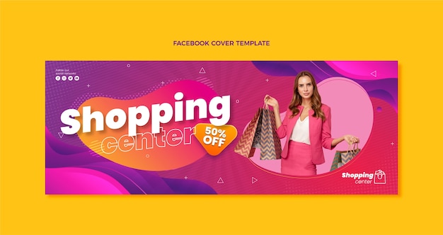 Free vector gradient shopping center social media cover template