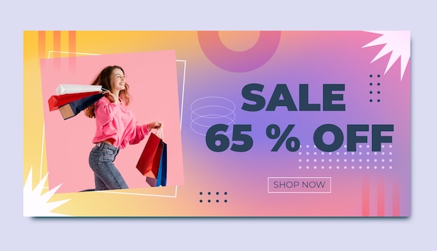 Free vector gradient shopping discount horizontal sale banner