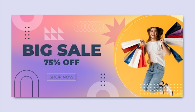 Gradient shopping discount horizontal sale banner