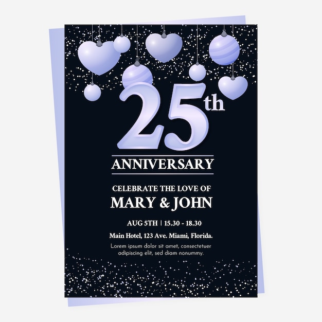 Gradient silver anniversary invitation